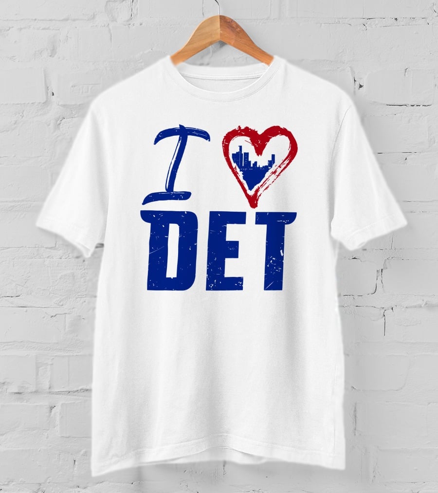 I Love DET Detroit Pistons Skyline Heart T-Shirt