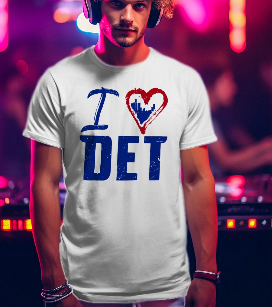 I Love DET Detroit Pistons Skyline Heart T-Shirt