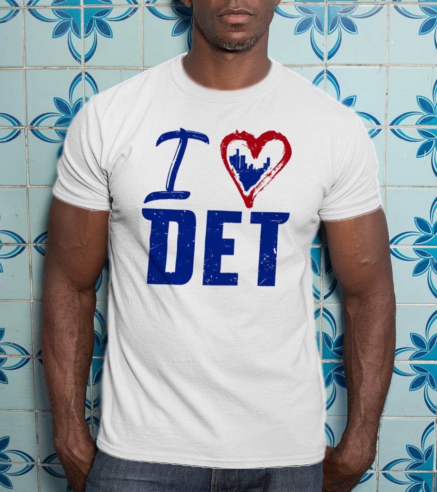 I Love DET Detroit Pistons Skyline Heart T-Shirt