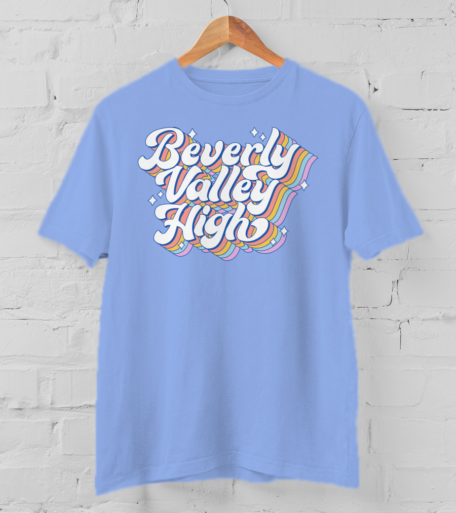 Bvh Merch Beverly Valley High Rainbow Text With Colorful Swirls T-Shirt