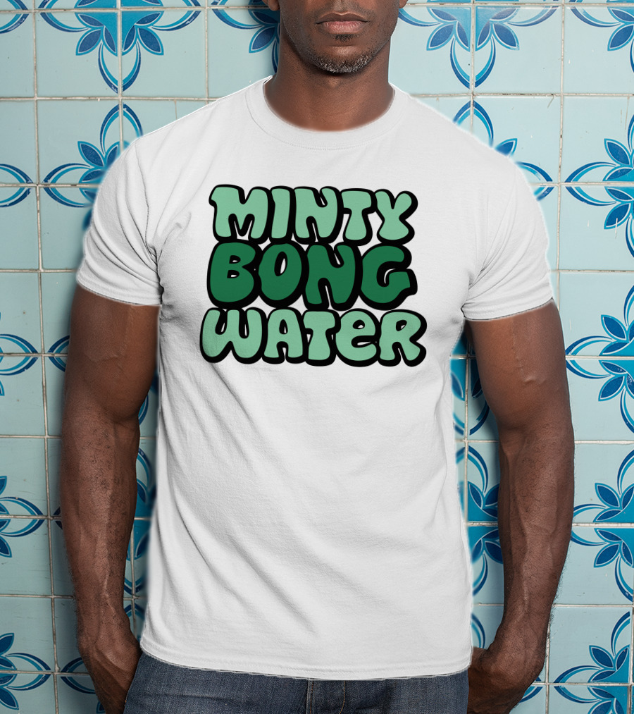 Minty Bong Water Shop Merch Mint Green Typography T-Shirt