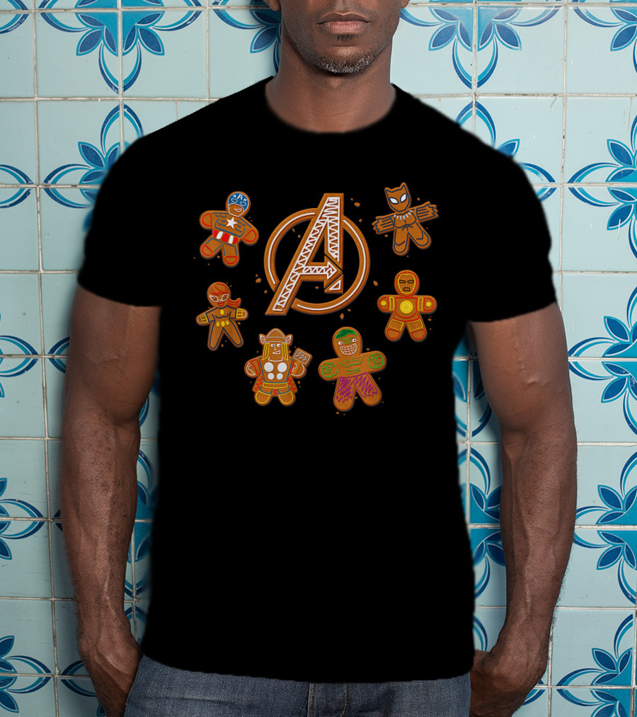 Avengers Gingerbread Cookies Holiday Themed Characters With Iconic A T-Shirt