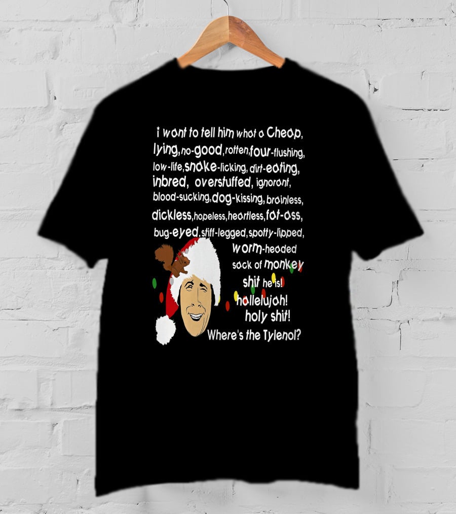 Clark Griswold Christmas Rant With Santa Hat And Lights T-Shirt