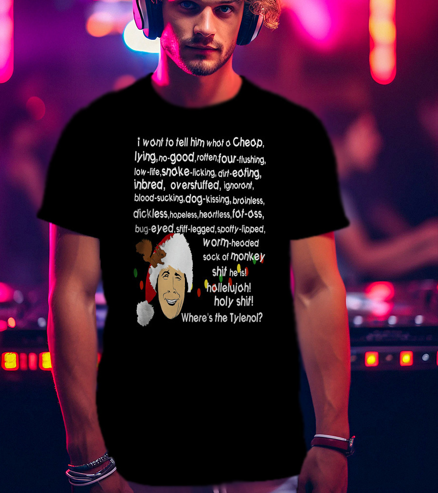 Clark Griswold Christmas Rant With Santa Hat And Lights T-Shirt
