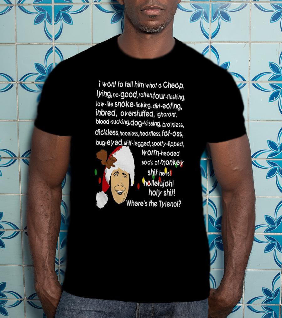 Clark Griswold Christmas Rant With Santa Hat And Lights T-Shirt