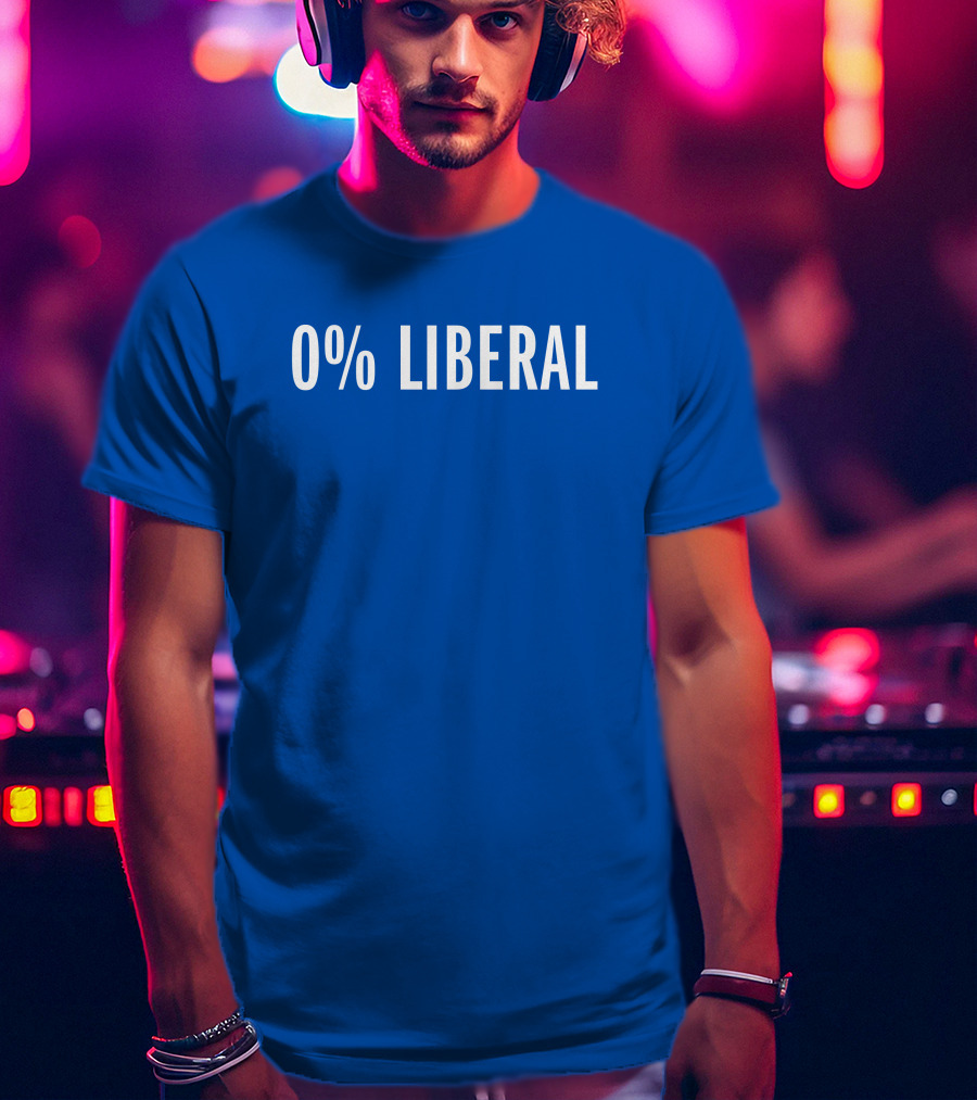 Zeek Arkham 0% Liberal Statement Bold Blue Background T-Shirt