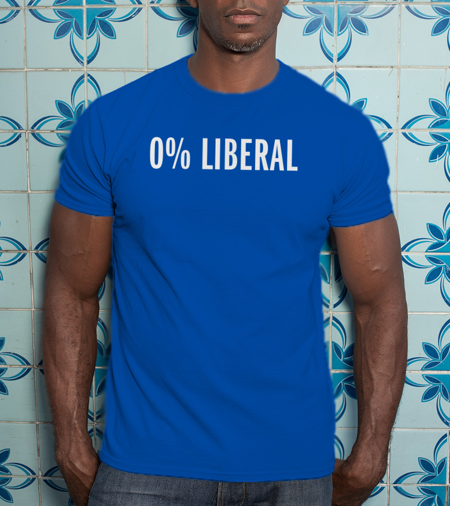 Zeek Arkham 0% Liberal Statement Bold Blue Background T-Shirt