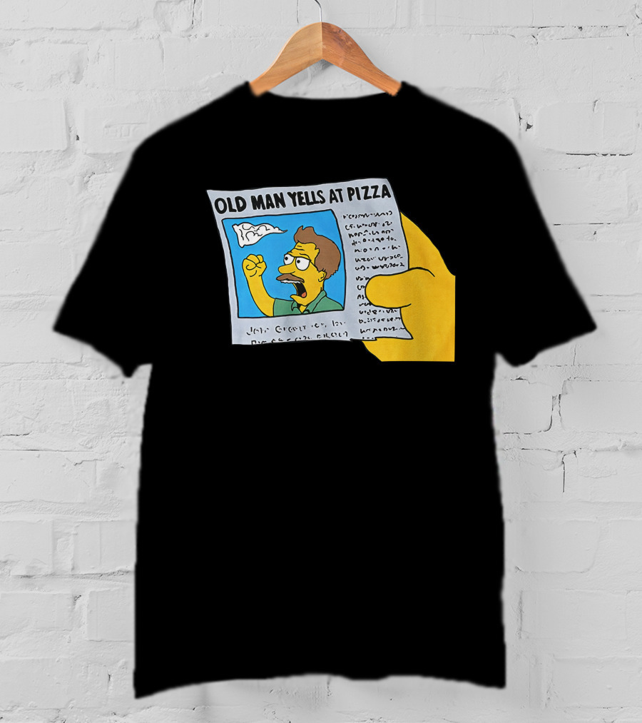 Old Man Yells At Pizza Newspaper Cartoon Parody Pizzamas Merch T-Shirt