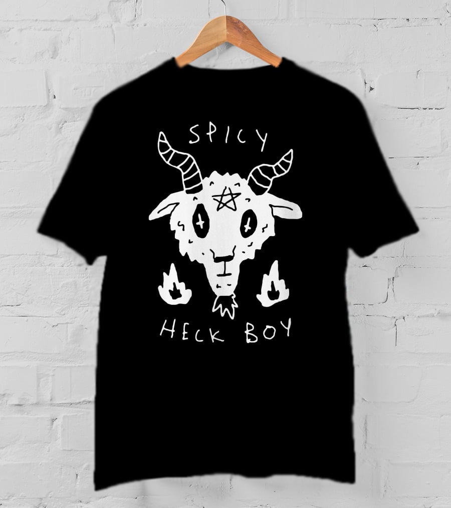 Spicy Heck Boy Goat With Pentagram And Flames T-Shirt