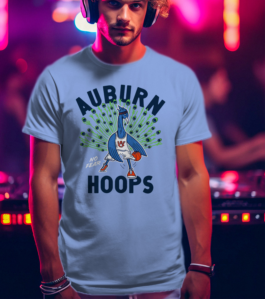 Auburn Hoops Peacock Basketball No Fear T-Shirt