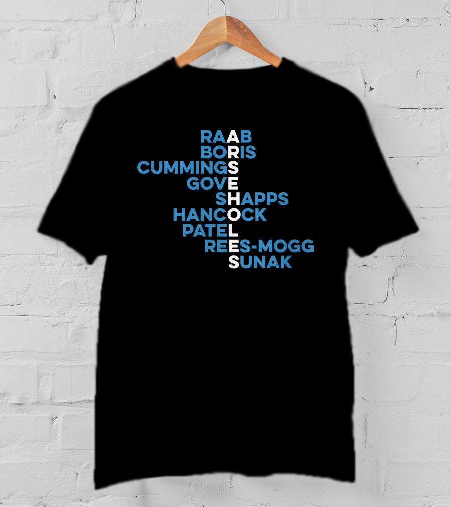 Raab Boris Cummings Gove Shapps Hancock Patel Rees-Mogg Sunak Arseholes T-Shirt