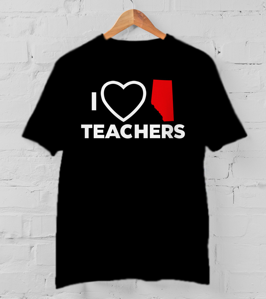 I Love Alberta Teachers Heart Red Map Krista Li T-Shirt