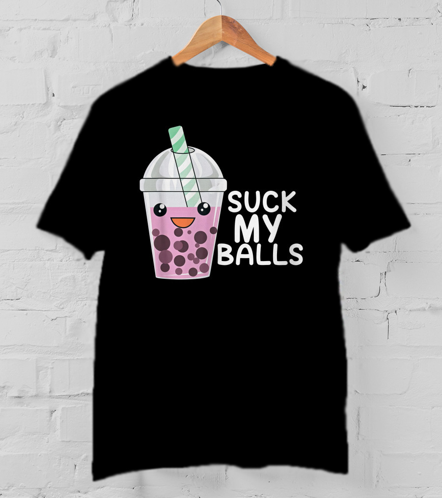 Suck My Balls Boba Tea Cute Cartoon T-Shirt