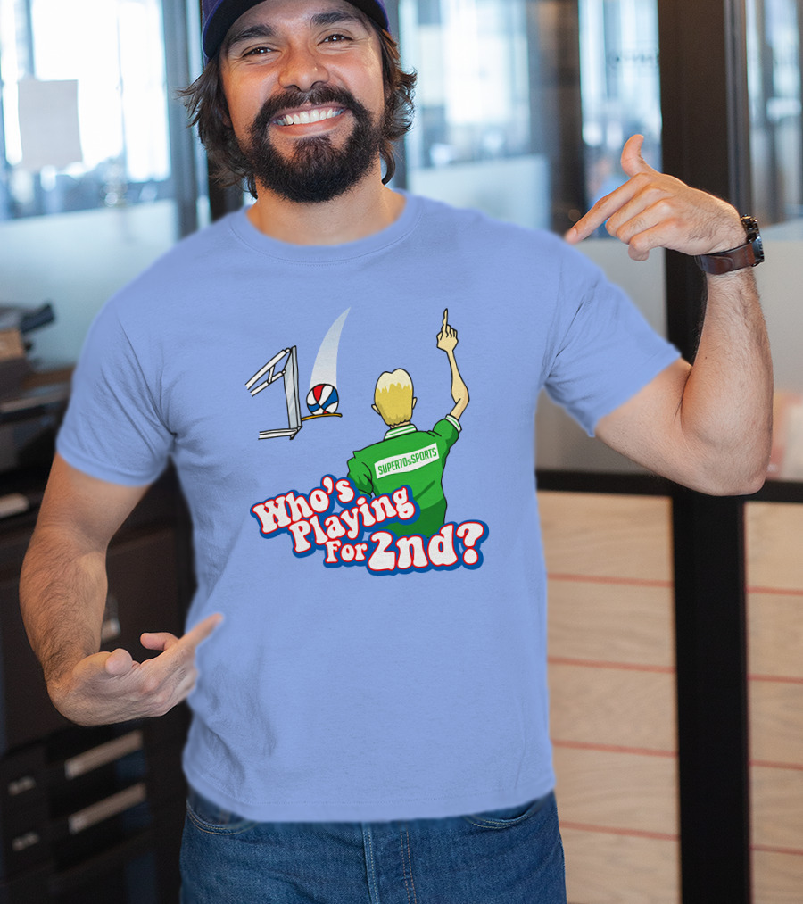 Super70s Sports Who's Playing For 2nd Volleyball Player Gesture T-Shirt