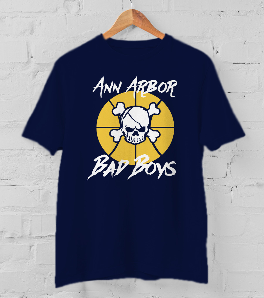 Ann Arbor Bad Boys Skull Basketball Juwan Howard Blue By Ninety Shop T-Shirt