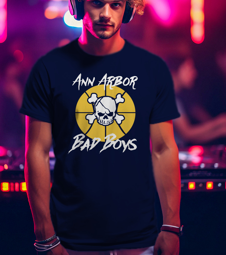 Ann Arbor Bad Boys Skull Basketball Juwan Howard Blue By Ninety Shop T-Shirt