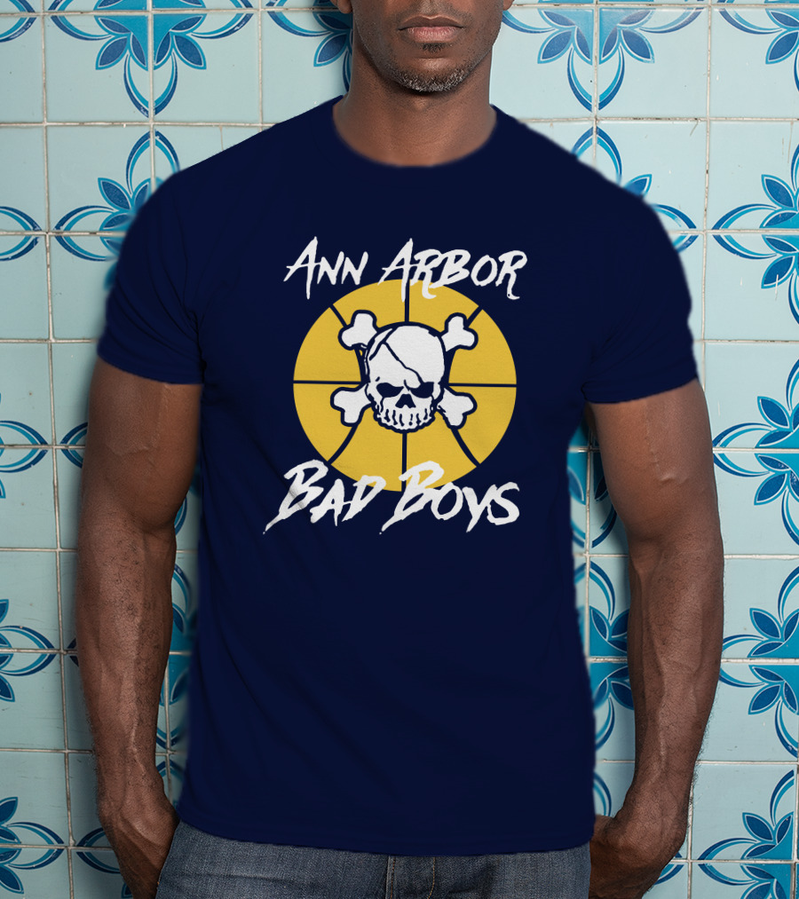 Ann Arbor Bad Boys Skull Basketball Juwan Howard Blue By Ninety Shop T-Shirt