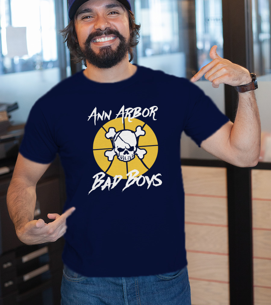 Ann Arbor Bad Boys Skull Basketball Juwan Howard Blue By Ninety Shop T-Shirt
