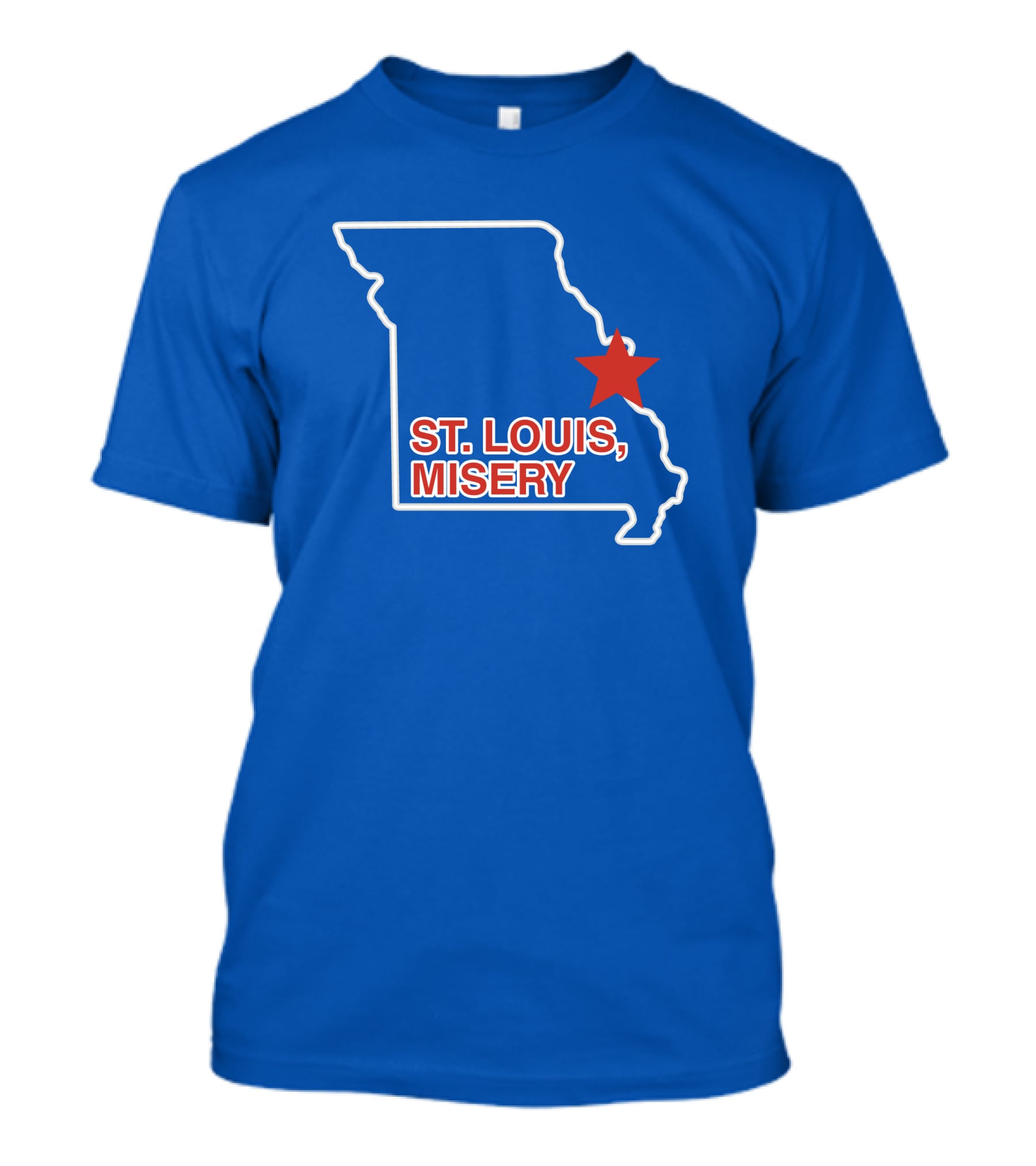 Obvious Merch St. Louis Misery Map Outline With Red Star T-Shirt