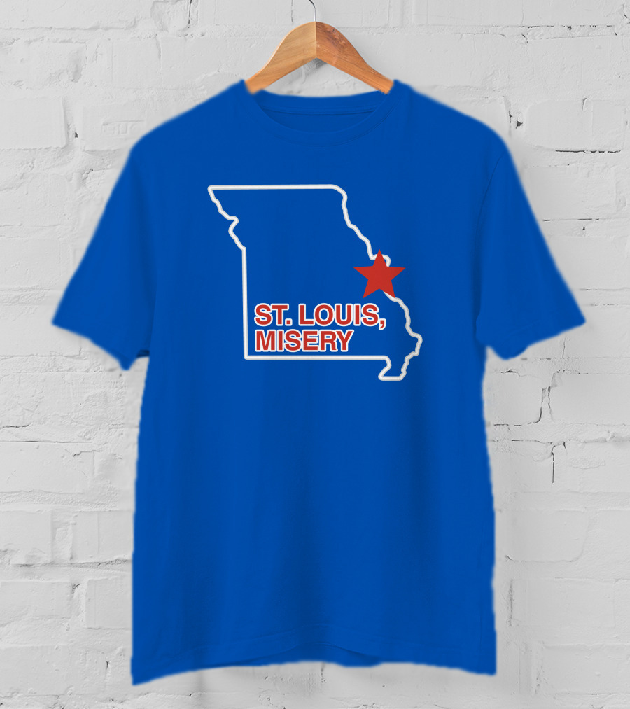 Obvious Merch St. Louis Misery Map Outline With Red Star T-Shirt
