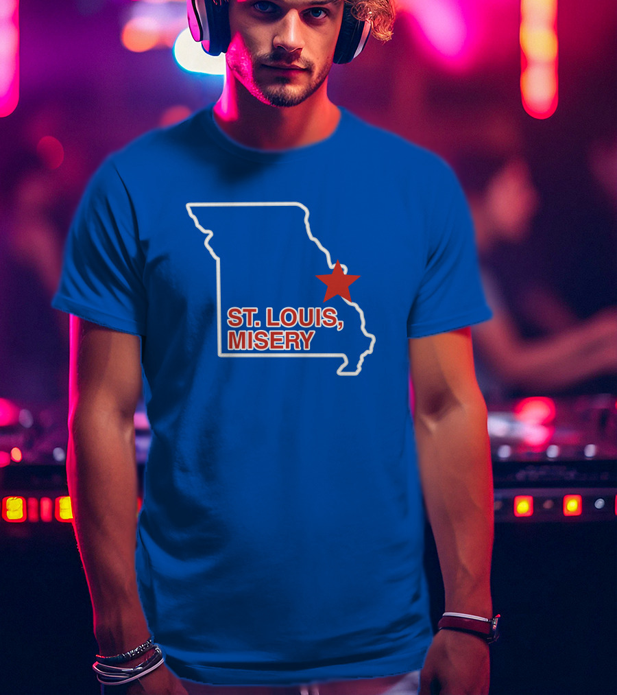 Obvious Merch St. Louis Misery Map Outline With Red Star T-Shirt