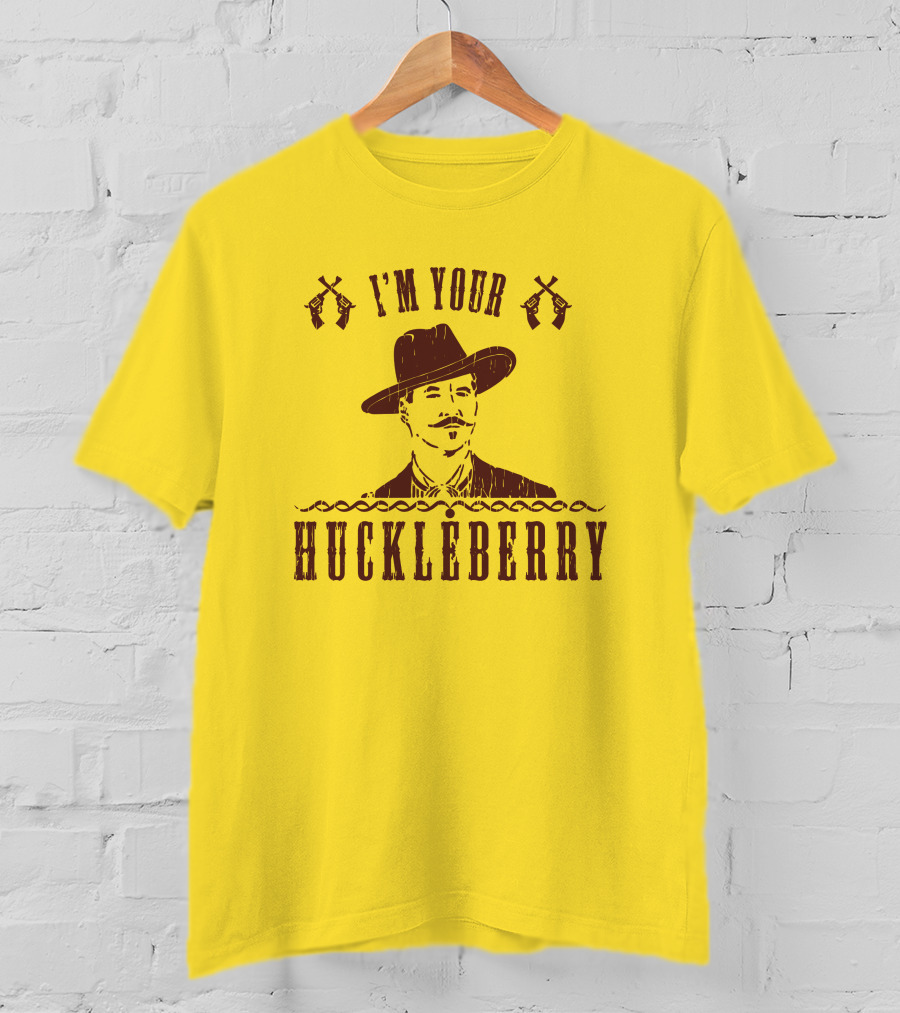 Super 70S Sports Store I'm Your Huckleberry Johnny Ringo Mustache Hat Guns T-Shirt