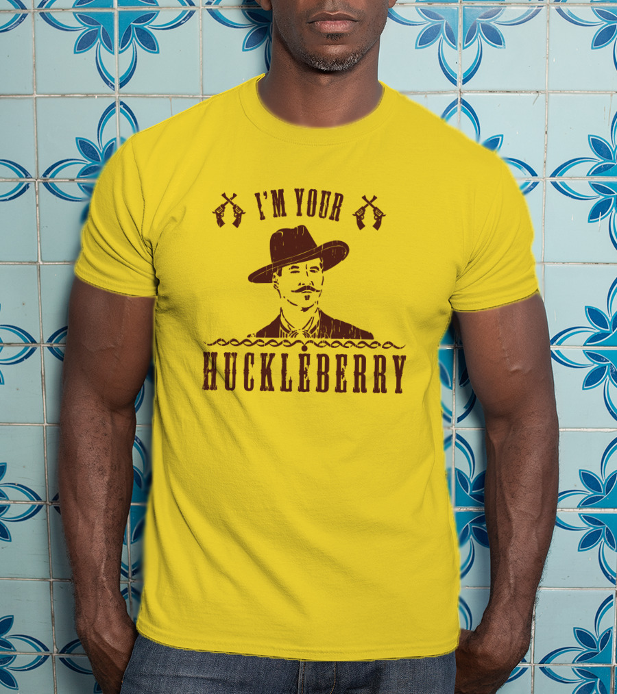 Super 70S Sports Store I'm Your Huckleberry Johnny Ringo Mustache Hat Guns T-Shirt