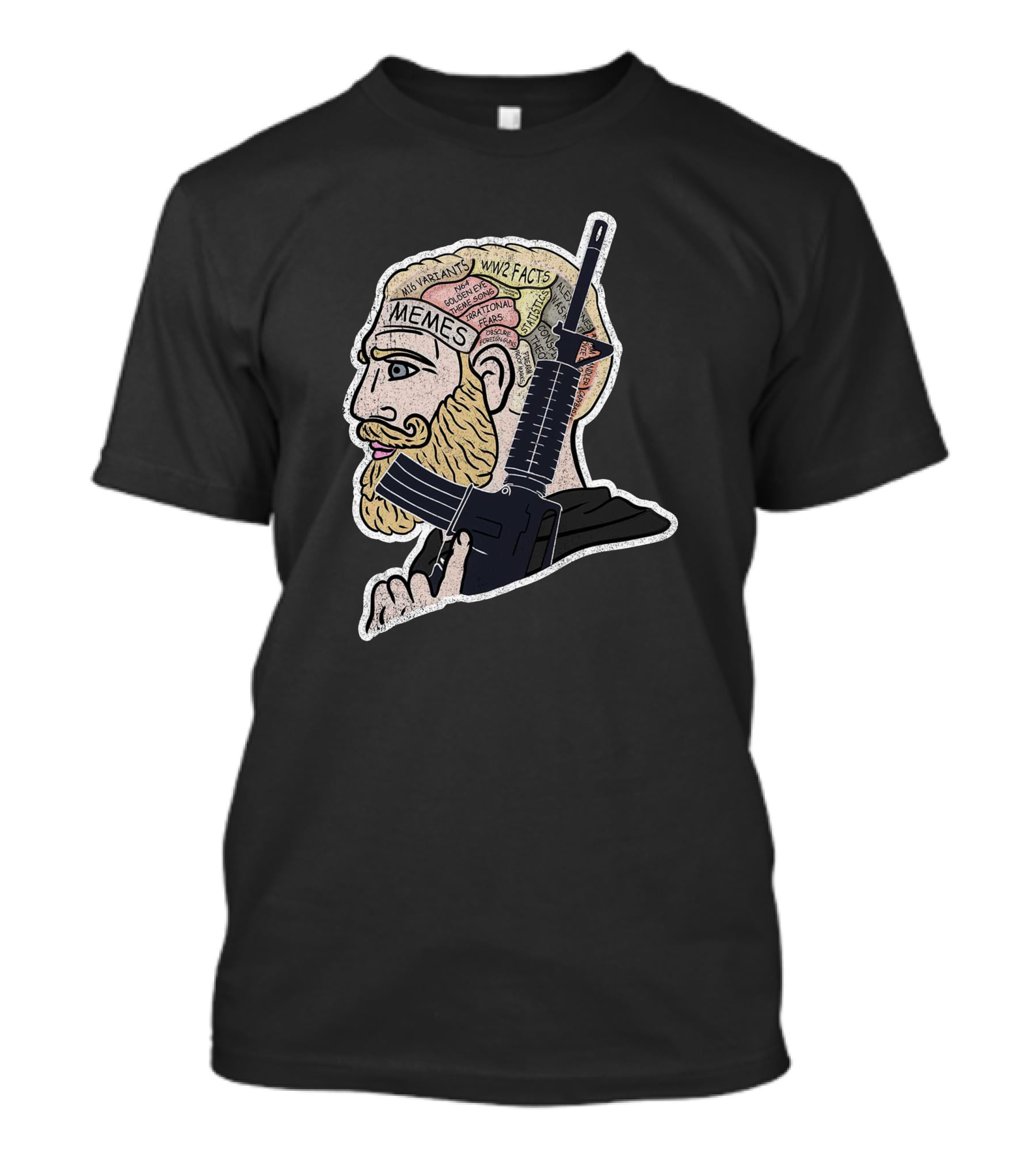Chad Memes Phrenology Iraqveteran8888 WW2 Facts Variant Guns T-Shirt