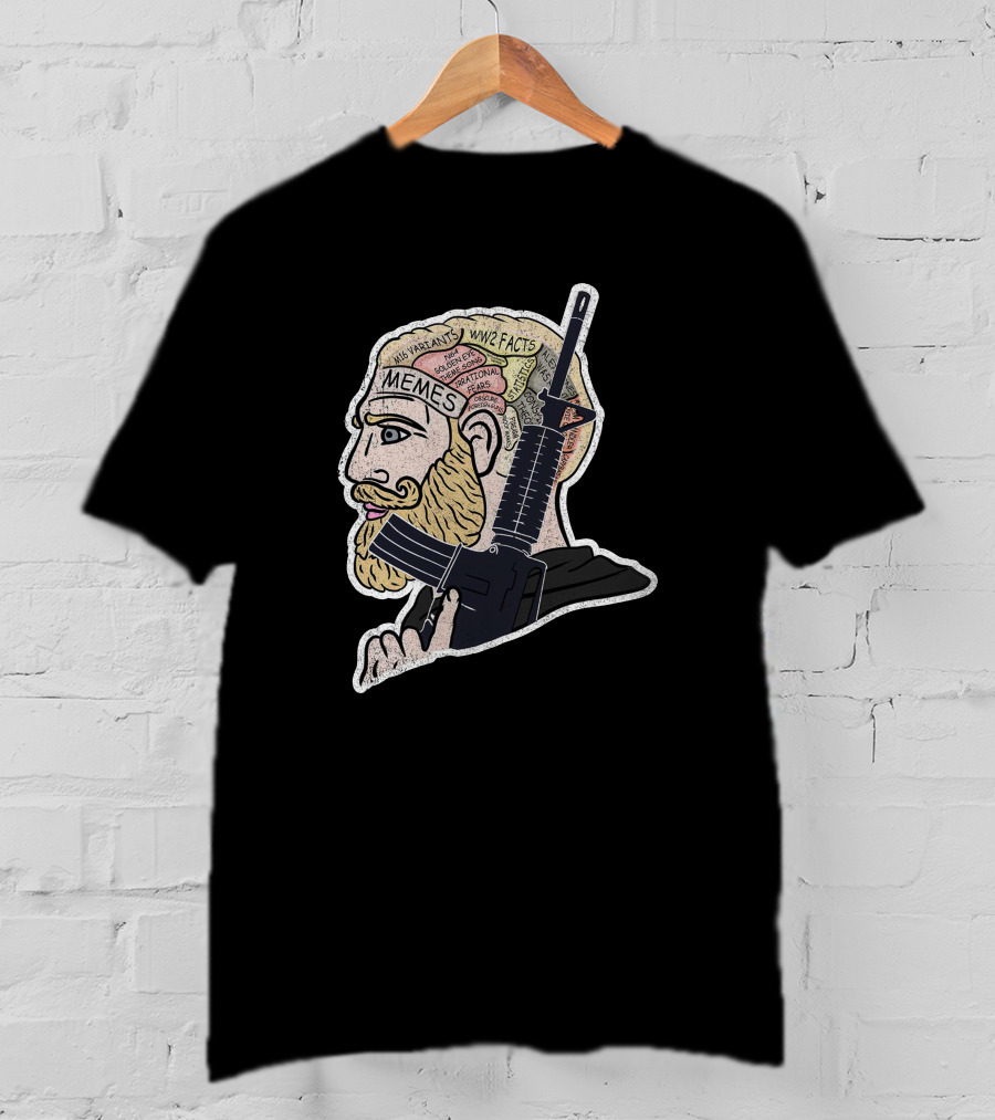 Chad Memes Phrenology Iraqveteran8888 WW2 Facts Variant Guns T-Shirt