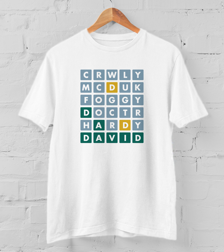 David Tennant Crossword Puzzle CRWLY MCDUK FOGGY DOCTR HARDY DAVID T-Shirt