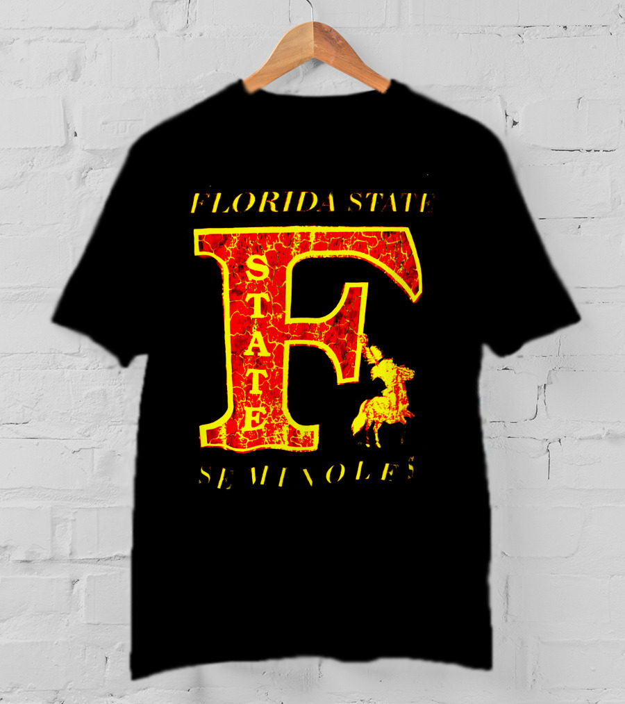 Florida State Seminoles Vintage 1980s Large F Cracked Texture T-Shirt