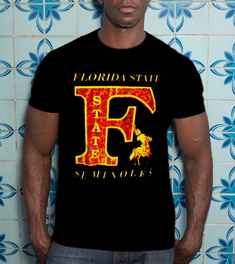 Florida State Seminoles Vintage 1980s Large F Cracked Texture T-Shirt