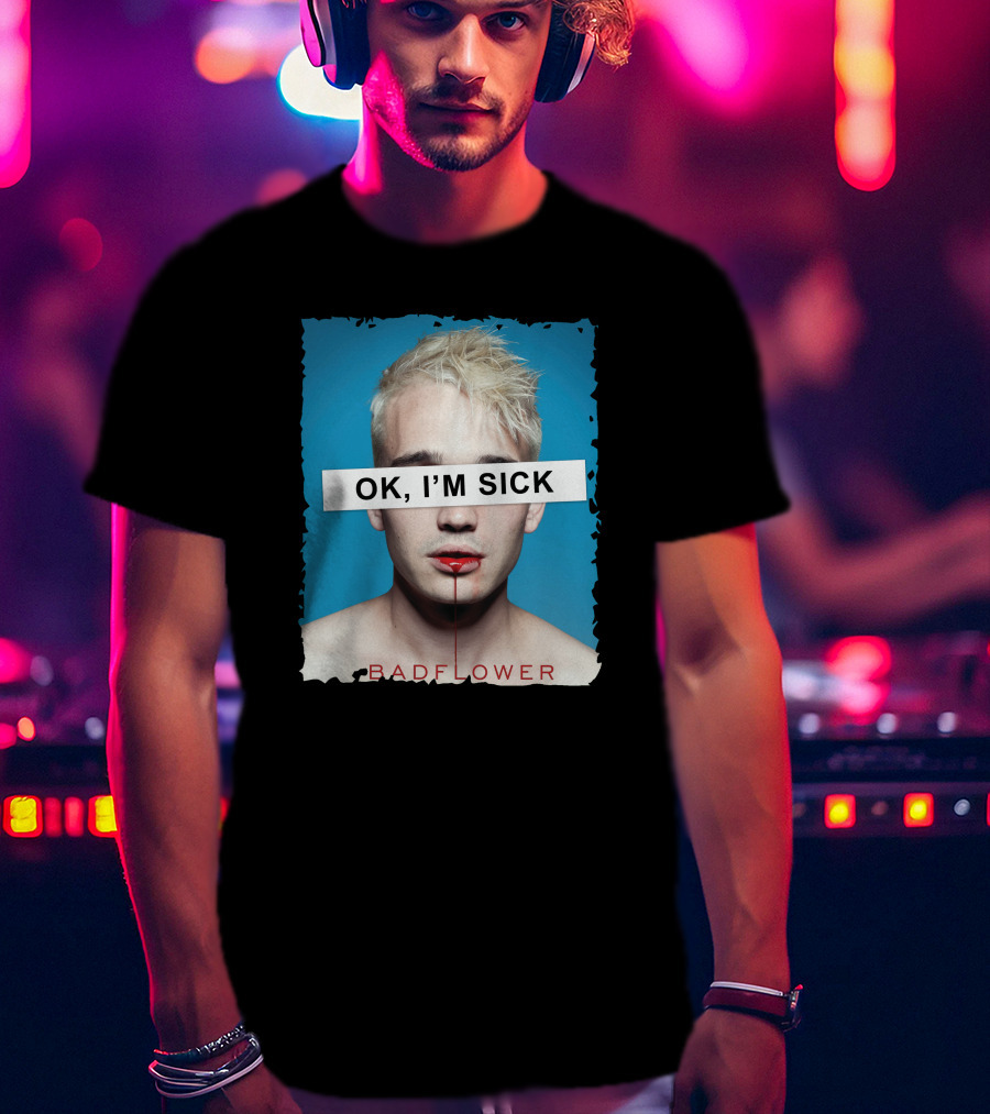 Badflower OK I'm Sick Album Art Distressed Blue Red T-Shirt