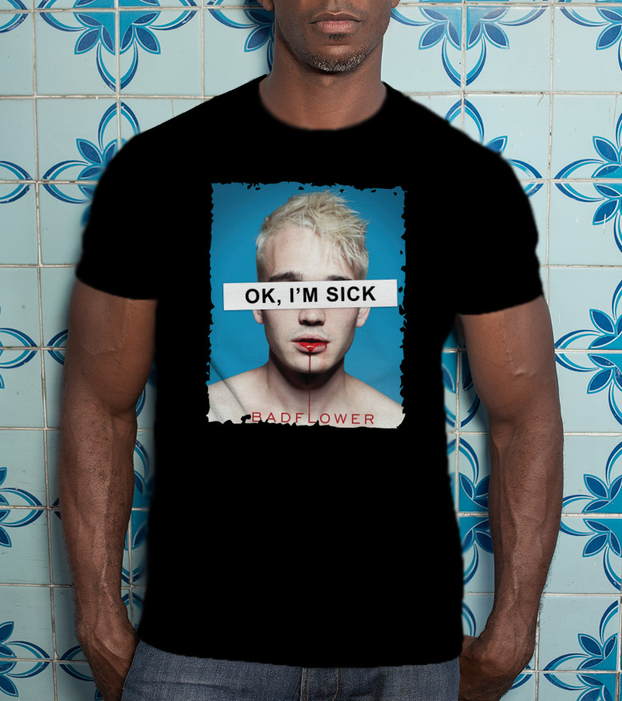 Badflower OK I'm Sick Album Art Distressed Blue Red T-Shirt