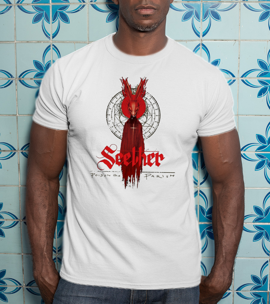 Seether Poison The Parish Red Hooded Figure With Geometric Circle T-Shirt