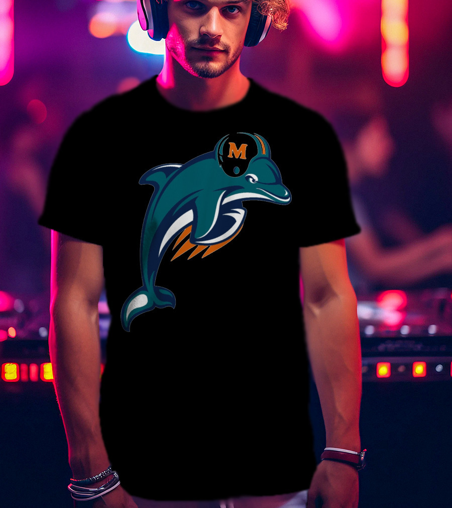 Miami Dolphins Football Team Logo With Helmet T-Shirt
