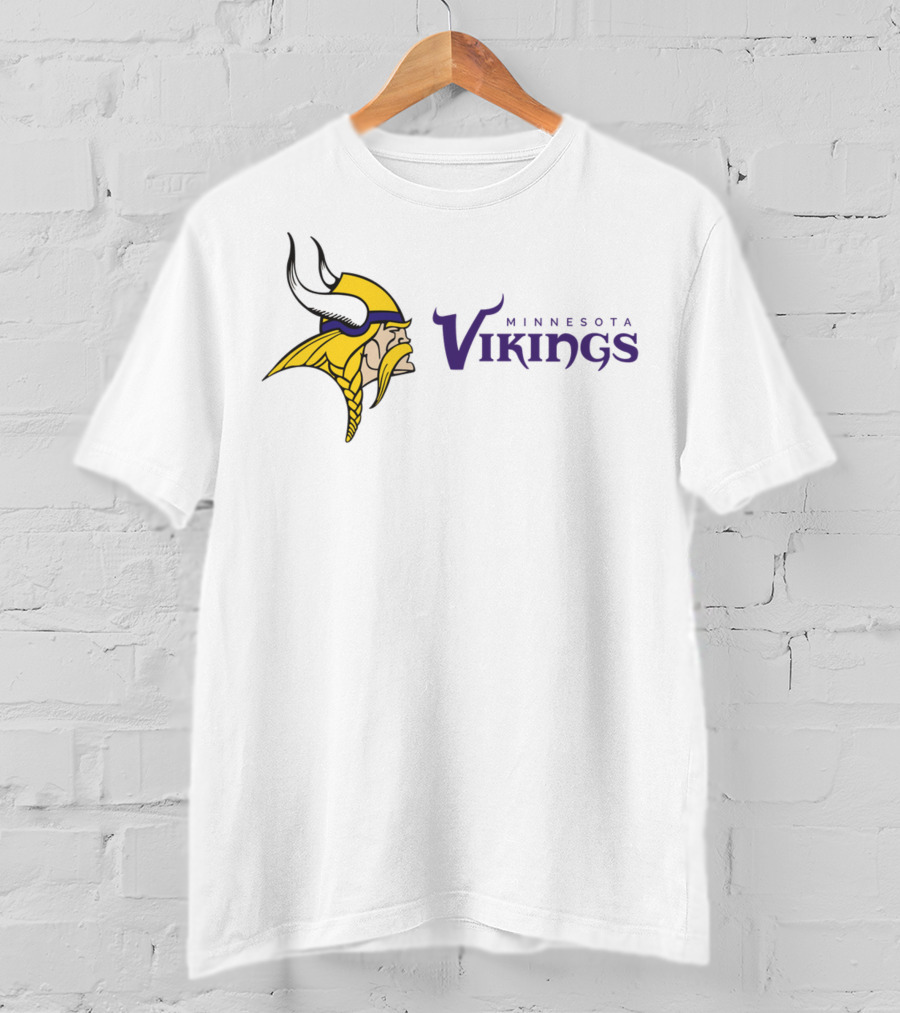 Minnesota Vikings Football Team Logo With Viking Helmet And Braided Beard T-Shirt