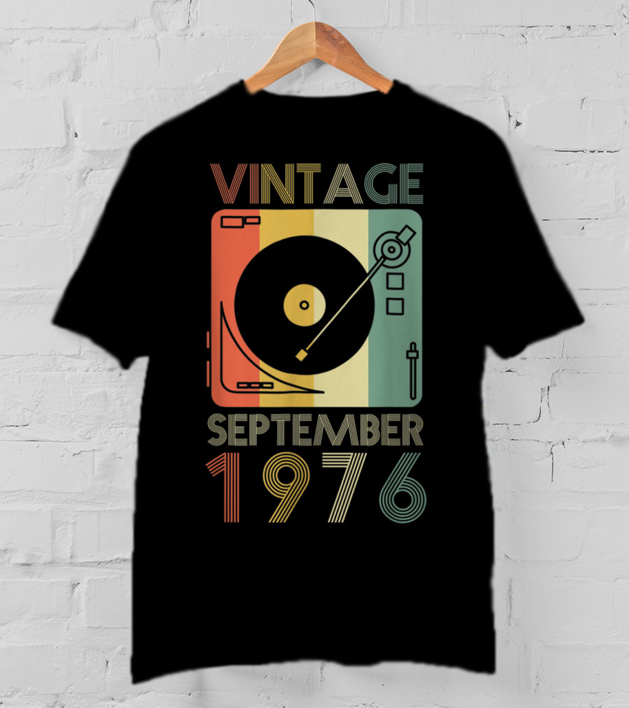Vintage September 1976 Retro Record Player T-Shirt