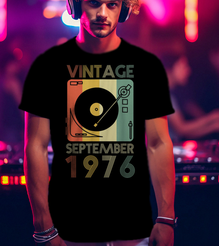 Vintage September 1976 Retro Record Player T-Shirt