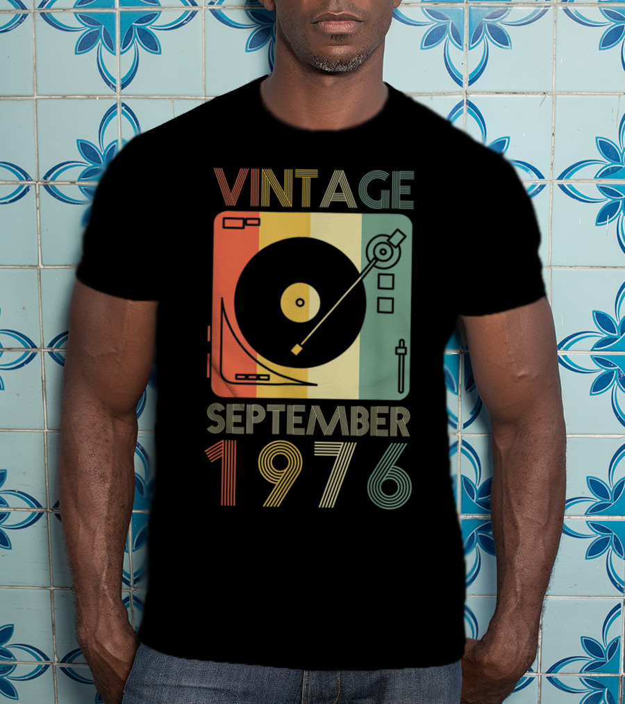 Vintage September 1976 Retro Record Player T-Shirt
