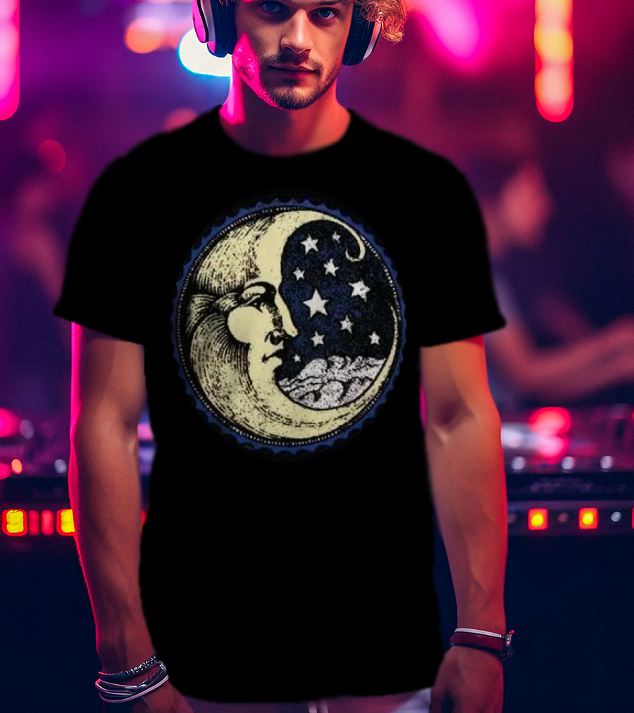 Vintage Celestial MoonMan With Stars And Face T-Shirt