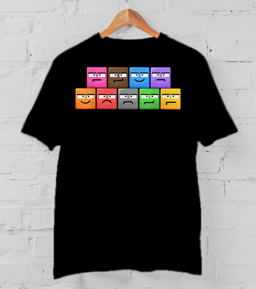 Cliffside Chaos Emoji Blocks Faces T-Shirt