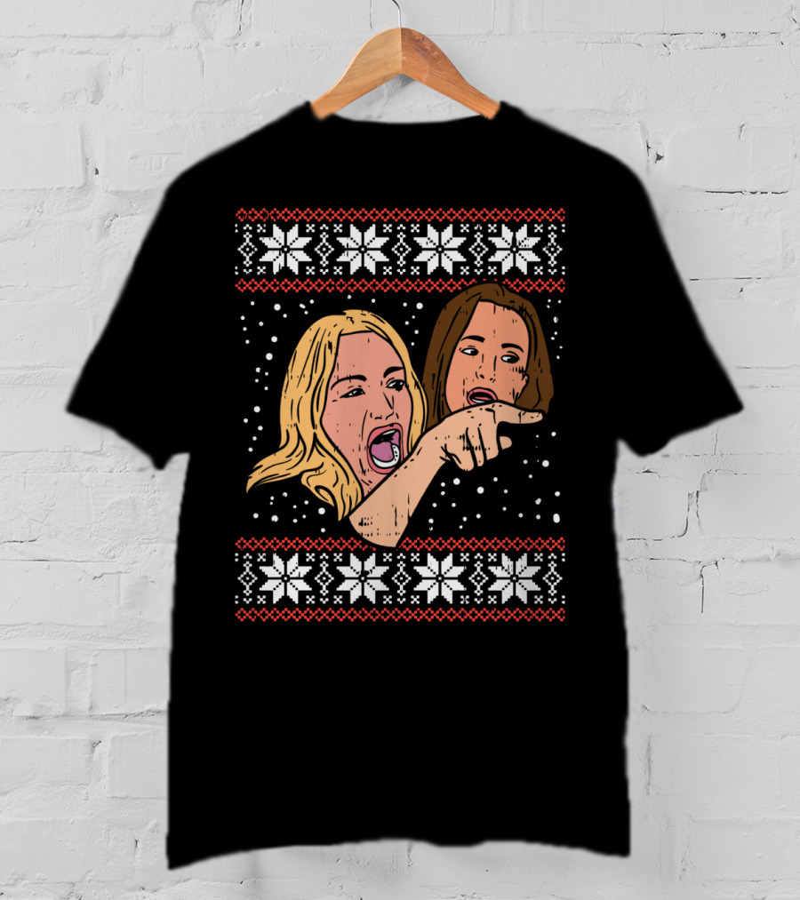 Angry Yelling Woman Meme Ugly Christmas T-Shirt