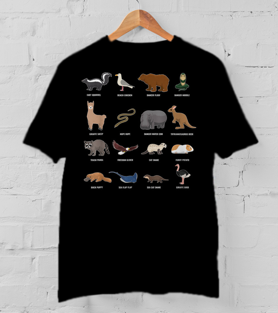 Fart Squirrel Beach Chicken Danger Noodle Giraffe Sheep Trash Panda Freedom Glider Tyrannosaurus Deer Duck Puppy Sea Flap Flap T-Shirt