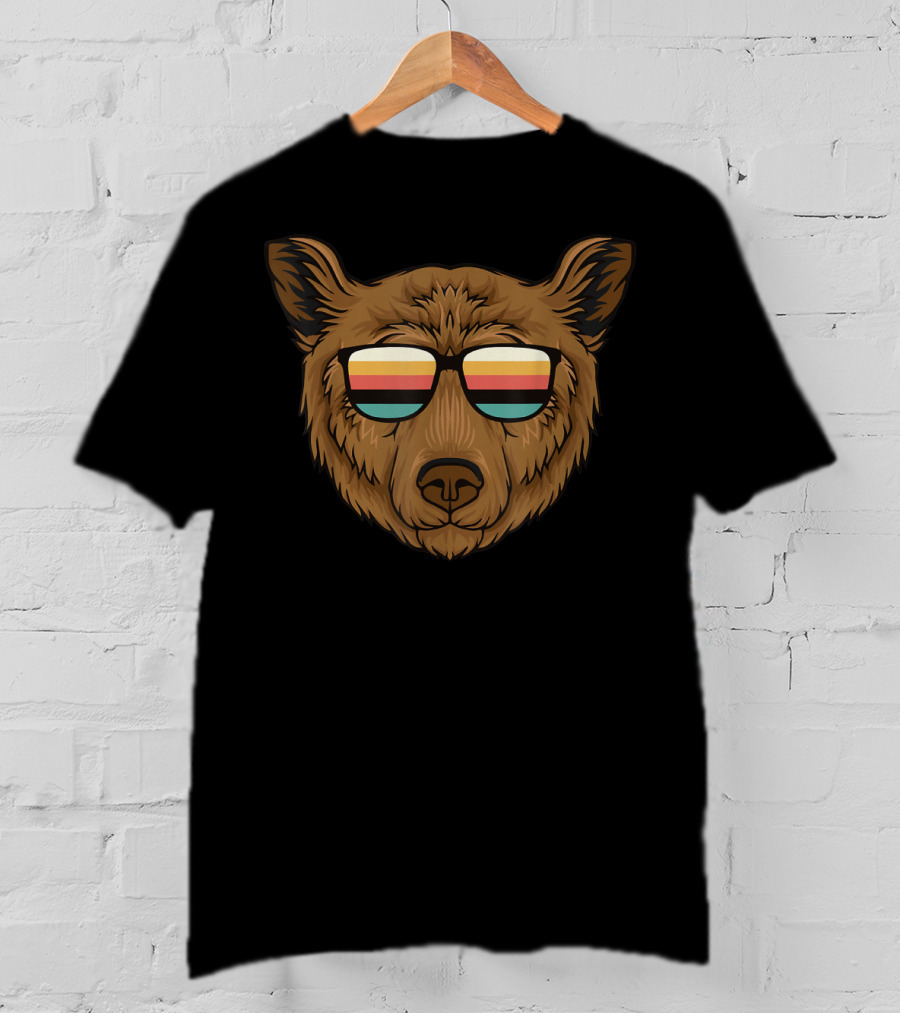 Bear Funny Retro Sunglasses B081PSDB68 T-Shirt