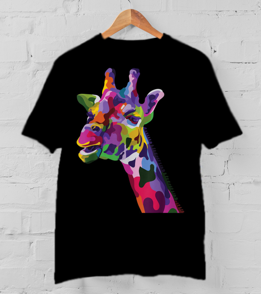 Giraffe Support Colorful Psychedelic T-Shirt