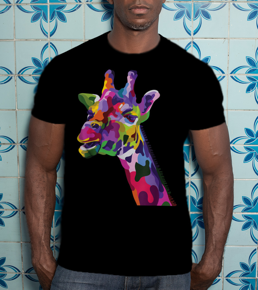 Giraffe Support Colorful Psychedelic T-Shirt