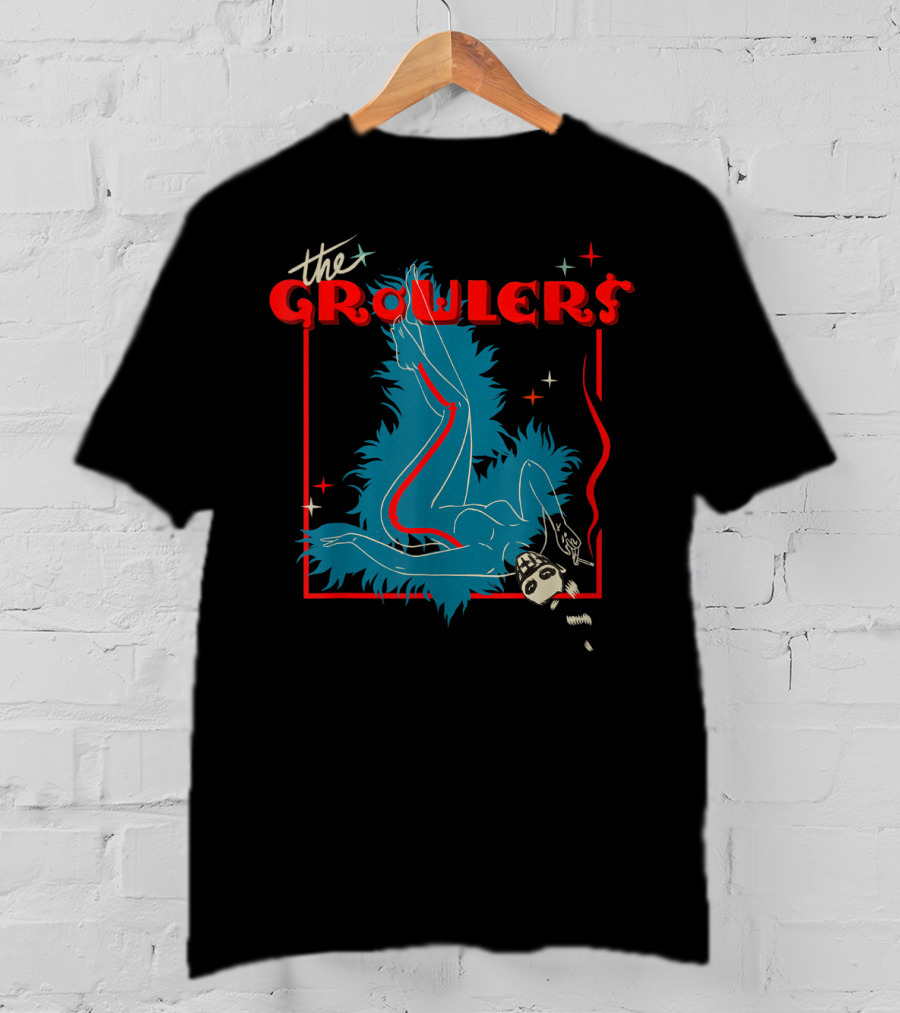 The Growlers Vintage Pop Music Art With Retro Figure And Star Accents T-Shirt