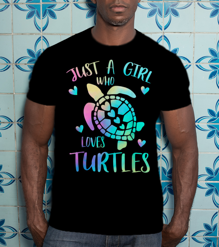 Just A Girl Who Loves Turtles Pastel Watercolor Turtle T-Shirt