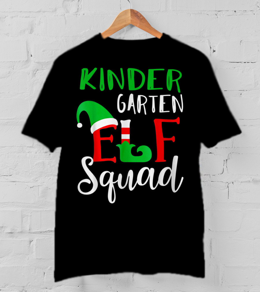 Kindergarten Elf Squad Christmas Teacher Festive Holiday T-Shirt